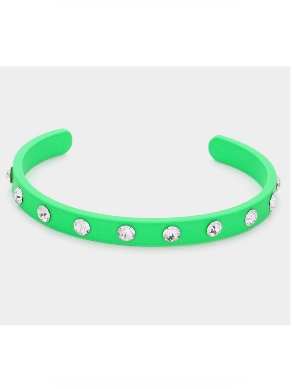 Rhinestone embellished bright green cuff bracelet